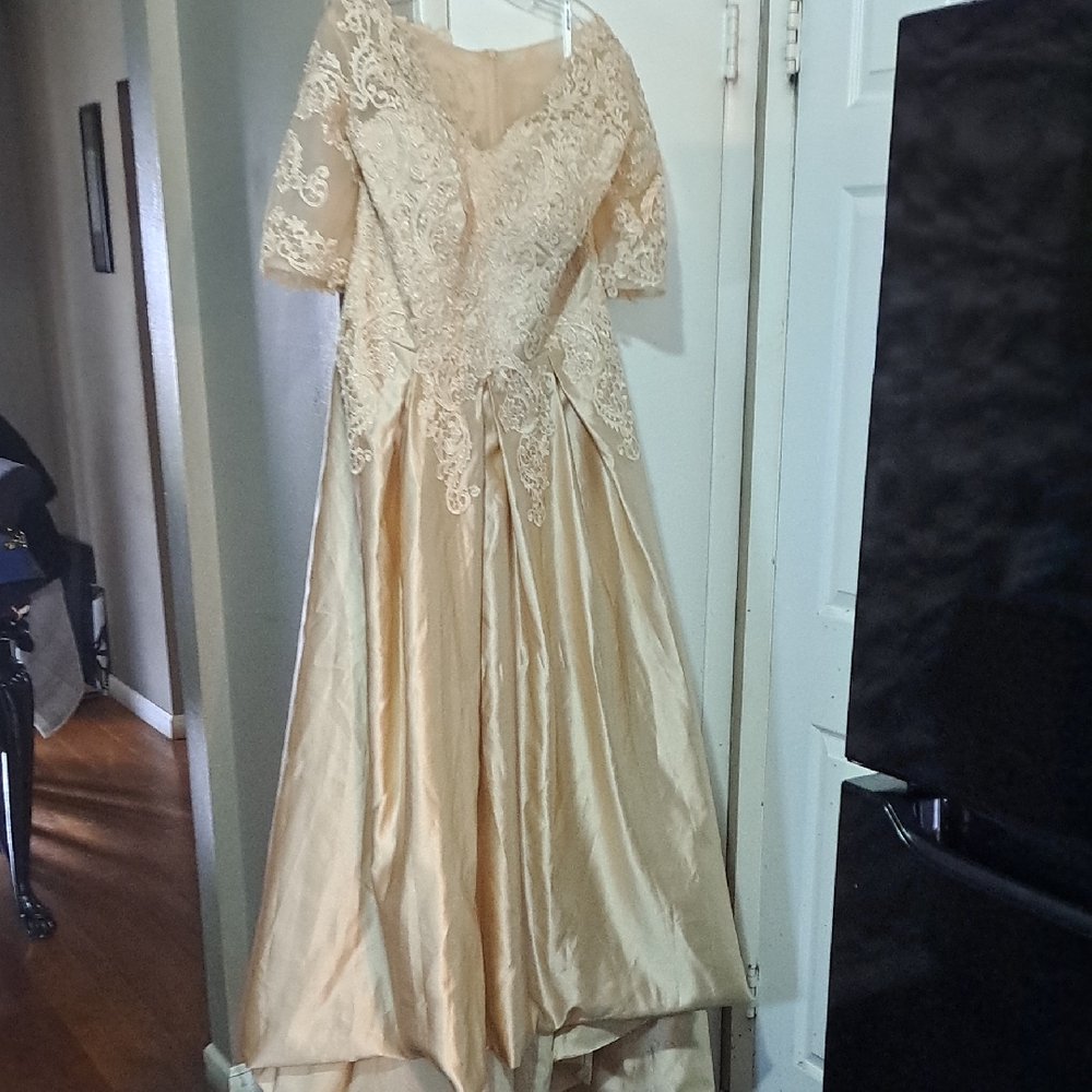 Elegant Lace Wedding Dress in Gold